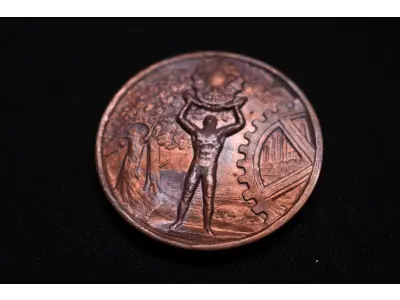 LOTE 040 - LOTE 40 – MEDALHÃO EXPOSIÇÃO INDUSTRIAL DO PARANÁ 1932 	MEDALHA	OBSERVAÇÕES 1.		Paraná Comemorativa à Exposição Industrial do Paraná. 1932. Gravador: José Peón.	Leve oxidação 2.		Paraná Comemorativa à Exposição Industrial do Paraná. 1932. Gravador: José Peón.	Leve oxidação