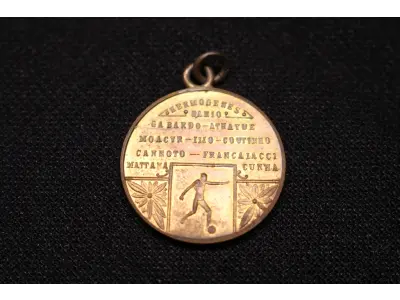 LOTE 008 - LOTE 8 – MEDALHAS PALESTRA ITÁLIA - PALMEIRAS 	MEDALHA	OBSERVAÇÕES 1.		Palestra Itália – Campeões do Paraná. 1924  Gravador: Jose Peon	Acobreada - envelope da Coleção Júlio Estrella Moreira 2.		Palestra Itália – Campeões do Paraná. 1924  Gravador: Jose Peon	Acobreada - envelope da Coleção Júlio Estrella Moreira 3.		Palestra Itália – Campeões do Paraná. 1924  Gravador: Jose Peon	Dourada - envelope da Coleção Júlio Estrella Moreira
