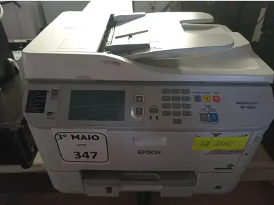 LOTE 347 - 01 IMPRESSORA MULTIFUNCIONAL MODELO: 5690 MARCA EPSON. (NO ESTADO) ATENÇÃO! FAZER A VISITAÇÃO ANTES DE ARREMATAR, NÃO SABEMOS SE FUNCIONA. LEILÃO NÃO TEM GARANTIA E NEM DEVOLUÇÃO, SUJEITO A POSSÍVEIS AVARIAS VISÍVEIS/OCULTAS E/OU AUSÊNCIA DE COMPONENTES.