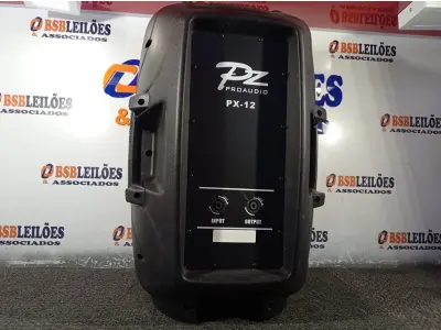 LOTE 107 - 1 CAIXA DE SOM PZPROPASSIVE PROAUDIO PX-12. (NO ESTADO) ATENÇÃO! FAZER A VISITAÇÃO ANTES DE ARREMATAR, NÃO SABEMOS SE FUNCIONA. LEILÃO NÃO TEM GARANTIA E NEM DEVOLUÇÃO, SUJEITO A POSSÍVEIS AVARIAS VISÍVEIS/OCULTAS E/OU AUSÊNCIA DE COMPONENTES.