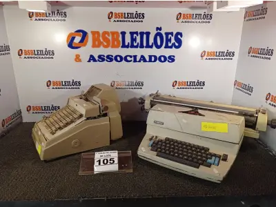 LOTE 105 - 01 MÁQUINA DE ESCREVER BURROUGHS E 01 MÁQUINA DE ESCREVER FACIT.  (NO ESTADO) ATENÇÃO! FAZER A VISITAÇÃO ANTES DE ARREMATAR, NÃO SABEMOS SE FUNCIONA. LEILÃO NÃO TEM GARANTIA E NEM DEVOLUÇÃO, SUJEITO A POSSÍVEIS AVARIAS VISÍVEIS/OCULTAS E/OU AUSÊNCIA DE COMPONENTES.