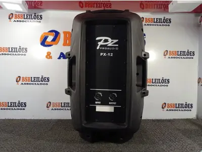 LOTE 055 - 01 CAIXA DE SOM PZPROPASSIVE PROAUDIO PX-12. (NO ESTADO) ATENÇÃO! FAZER A VISITAÇÃO ANTES DE ARREMATAR, NÃO SABEMOS SE FUNCIONA. LEILÃO NÃO TEM GARANTIA E NEM DEVOLUÇÃO, SUJEITO A POSSÍVEIS AVARIAS VISÍVEIS/OCULTAS E/OU AUSÊNCIA DE COMPONENTES.