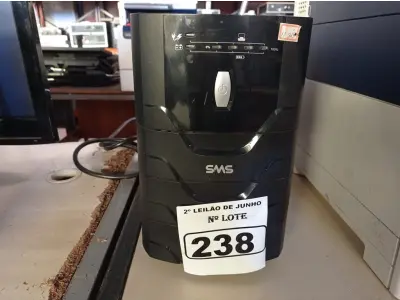 LOTE 238 - 01 NOBREAK 2200VA MARCA SMS.(NO ESTADO) ATENÇÃO! FAZER A VISITAÇÃO ANTES DE ARREMATAR, NÃO SABEMOS SE FUNCIONA. LEILÃO NÃO TEM GARANTIA E NEM DEVOLUÇÃO, SUJEITO A POSSÍVEIS AVARIAS VISÍVEIS/OCULTAS E/OU AUSÊNCIA DE COMPONENTES.