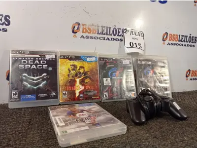 LOTE 015 - 05 JOGOS PARA PS3 E 01 CONTROLE PARA PS2. (NO ESTADO) ATENÇÃO! FAZER A VISITAÇÃO ANTES DE ARREMATAR, NÃO SABEMOS SE FUNCIONA. LEILÃO NÃO TEM GARANTIA E NEM DEVOLUÇÃO, SUJEITO A POSSÍVEIS AVARIAS VISÍVEIS/OCULTAS E/OU AUSÊNCIA DE COMPONENTES.