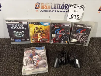 LOTE 015 - 05 JOGOS PARA PS3 E 01 CONTROLE PARA PS2. (NO ESTADO) ATENÇÃO! FAZER A VISITAÇÃO ANTES DE ARREMATAR, NÃO SABEMOS SE FUNCIONA. LEILÃO NÃO TEM GARANTIA E NEM DEVOLUÇÃO, SUJEITO A POSSÍVEIS AVARIAS VISÍVEIS/OCULTAS E/OU AUSÊNCIA DE COMPONENTES.