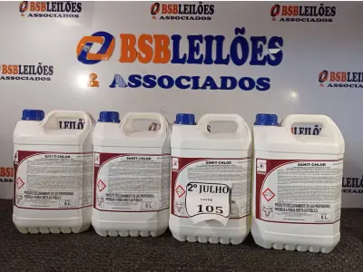 LOTE 105 - 04 GALÕES COM 5L CADA DE DESINFETANTE PARA HORTIFRUTÍCOLAS E DE AGUA. (NO ESTADO) ATENÇÃO! FAZER A VISITAÇÃO ANTES DE ARREMATAR, NÃO SABEMOS SE FUNCIONA. LEILÃO NÃO TEM GARANTIA E NEM DEVOLUÇÃO, SUJEITO A POSSÍVEIS AVARIAS VISÍVEIS/OCULTAS E/OU AUSÊNCIA DE COMPONENTES.