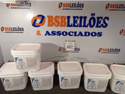 LOTE 057 - 06 BALDES DE DESINFETANTE HORTIFRUTÍCOLA VERDCLOR COM 3,5KG CADA. (NO ESTADO) ATENÇÃO! FAZER A VISITAÇÃO ANTES DE ARREMATAR, NÃO SABEMOS SE FUNCIONA. LEILÃO NÃO TEM GARANTIA E NEM DEVOLUÇÃO, SUJEITO A POSSÍVEIS AVARIAS VISÍVEIS/OCULTAS E/OU AUSÊNCIA DE COMPONENTES.