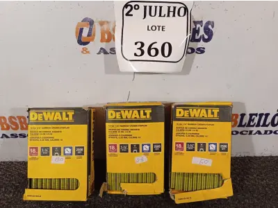 LOTE 360 - 04 CAIXA DE GRAMPOS 18 GA ¼” NARROW CROWN STAPLES (NO ESTADO) ATENÇÃO! FAZER A VISITAÇÃO ANTES DE ARREMATAR, NÃO SABEMOS SE FUNCIONA. LEILÃO NÃO TEM GARANTIA E NEM DEVOLUÇÃO, SUJEITO A POSSÍVEIS AVARIAS VISÍVEIS/OCULTAS E/OU AUSÊNCIA DE COMPONENTES.