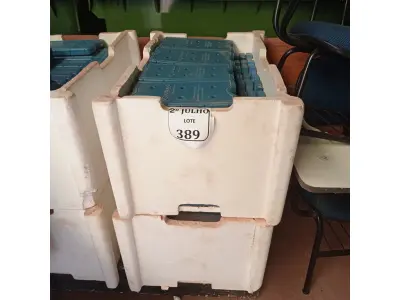 LOTE 389 - 02 CAIXAS COM GELO REUTILIZÁVEL (NO ESTADO) ATENÇÃO! FAZER A VISITAÇÃO ANTES DE ARREMATAR, NÃO SABEMOS SE FUNCIONA. LEILÃO NÃO TEM GARANTIA E NEM DEVOLUÇÃO, SUJEITO A POSSÍVEIS AVARIAS VISÍVEIS/OCULTAS E/OU AUSÊNCIA DE COMPONENTES.