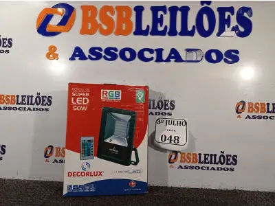 LOTE 048 - 01 REFLETOR DECORLED SUPERLED 220V 50W RGB PT – DECORLUX NOVO. (NO ESTADO)