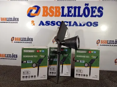 LOTE 015 - 03 ESPETOS JARDIM SOLAR SUNSHINE ES1 3W LED 6500K TASHIBRA NOVO. (NO ESTADO)
