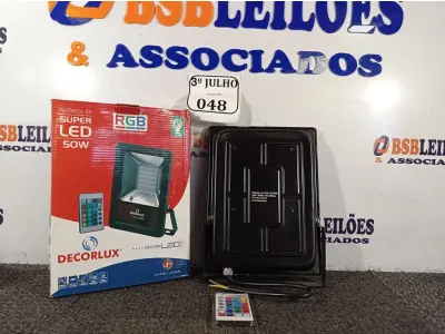LOTE 048 - 01 REFLETOR DECORLED SUPERLED 220V 50W RGB PT – DECORLUX NOVO. (NO ESTADO)