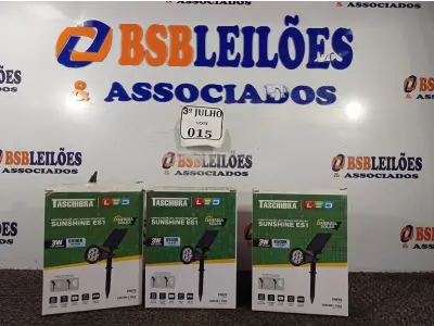 LOTE 015 - 03 ESPETOS JARDIM SOLAR SUNSHINE ES1 3W LED 6500K TASHIBRA NOVO. (NO ESTADO)