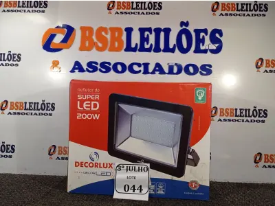 LOTE 044 - 01 REFLETORE DECORLED SUPERLED 220V 200W LUZ BRANCA - DECORLUX NOVO. (NO ESTADO)