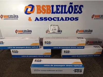 LOTE 239 - 05 CAIXAS DE PASSAGEM PARA DRENO VERTICAL MARCA EOS. (NO ESTADO) ATENÇÃO! FAZER A VISITAÇÃO ANTES DE ARREMATAR, NÃO SABEMOS SE FUNCIONA. LEILÃO NÃO TEM GARANTIA E NEM DEVOLUÇÃO, SUJEITO A POSSÍVEIS AVARIAS VISÍVEIS/OCULTAS E/OU AUSÊNCIA DE COMPONENTES.