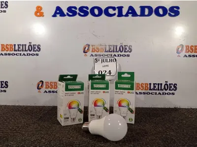 LOTE 024 - 03 LÂMPADAS SSMART WI-FI LED 10W A60 RGB - TASHIBRA NOVO. (NO ESTADO)