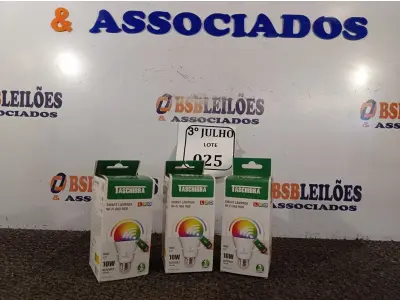 LOTE 025 - 03 LÂMPADA SMART WI-FI LED 10W A60 RGB - TASHIBRA NOVO. (NO ESTADO)