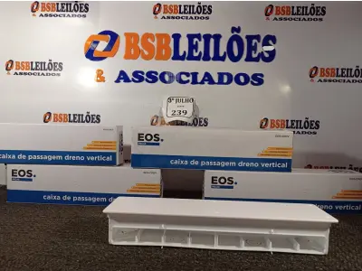 LOTE 239 - 05 CAIXAS DE PASSAGEM PARA DRENO VERTICAL MARCA EOS. (NO ESTADO) ATENÇÃO! FAZER A VISITAÇÃO ANTES DE ARREMATAR, NÃO SABEMOS SE FUNCIONA. LEILÃO NÃO TEM GARANTIA E NEM DEVOLUÇÃO, SUJEITO A POSSÍVEIS AVARIAS VISÍVEIS/OCULTAS E/OU AUSÊNCIA DE COMPONENTES.