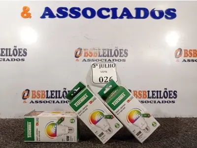 LOTE 026 - 03 LÂMPADAS SMART WI-FI LED 10W A60 RGB - TASHIBRA NOVO. (NO ESTADO)