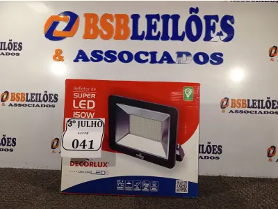 LOTE 041 - 01REFLETOR DECORLED SUPERLED 220V 150W LUZ BRANCA DECORLUX NOVO. (NO ESTADO)