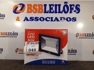 LOTE 040 - 01 REFLETOR DECORLED SUPERLED 220V 150W LUZ BRANCA DECORLUX NOVO. (NO ESTADO)