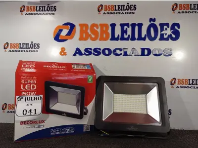 LOTE 041 - 01REFLETOR DECORLED SUPERLED 220V 150W LUZ BRANCA DECORLUX NOVO. (NO ESTADO)