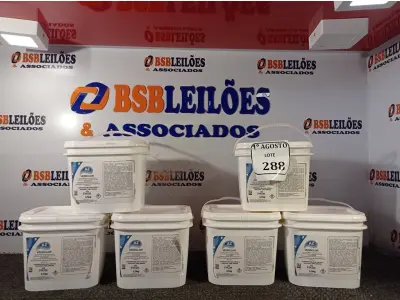 LOTE 288 - 06 BALDES DE DESINFETANTE HORTIFRUTÍCOLA VERDCLOR COM 3,5KG CADA. (NO ESTADO) ATENÇÃO! FAZER A VISITAÇÃO ANTES DE ARREMATAR, NÃO SABEMOS SE FUNCIONA. LEILÃO NÃO TEM GARANTIA E NEM DEVOLUÇÃO, SUJEITO A POSSÍVEIS AVARIAS VISÍVEIS/OCULTAS E/OU AUSÊNCIA DE COMPONENTES.