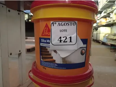 LOTE 421 - 02 BALDES DE SIKA MONOTOP-123 RODAPÉ IMPERMEABILIZANTE PARA TRATAMENTO DE UMIDADE ASCENDENTE 12KG. (NO ESTADO) ATENÇÃO! FAZER A VISITAÇÃO ANTES DE ARREMATAR, NÃO SABEMOS SE FUNCIONA. LEILÃO NÃO TEM GARANTIA E NEM DEVOLUÇÃO, SUJEITO A POSSÍVEIS AVARIAS VISÍVEIS/OCULTAS E/OU AUSÊNCIA DE COMPONENTES.