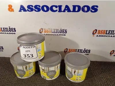 LOTE 353 - 04 BALDINHOS DE REJUNTE SUPERFINO PREMIUM QUARTZOLIT COM 2KG CADA. (NO ESTADO) ATENÇÃO! FAZER A VISITAÇÃO ANTES DE ARREMATAR, NÃO SABEMOS SE FUNCIONA. LEILÃO NÃO TEM GARANTIA E NEM DEVOLUÇÃO, SUJEITO A POSSÍVEIS AVARIAS VISÍVEIS/OCULTAS E/OU AUSÊNCIA DE COMPONENTES.
