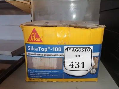 LOTE 431 - 01 CAIXA SIKA TOP 100 REVESTIMENTO IMPERMEABILIZANTE SEMI-FLEXIVEL 18KG. (NO ESTADO) ATENÇÃO! FAZER A VISITAÇÃO ANTES DE ARREMATAR, NÃO SABEMOS SE FUNCIONA. LEILÃO NÃO TEM GARANTIA E NEM DEVOLUÇÃO, SUJEITO A POSSÍVEIS AVARIAS VISÍVEIS/OCULTAS E/OU AUSÊNCIA DE COMPONENTES.