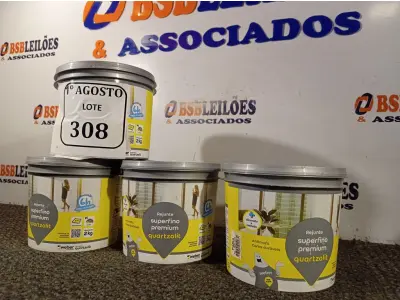 LOTE 308 - 04 BALDINHOS DE REJUNTE SUPERFINO PREMIUM QUARTZOLIT COM 2KG CADA. (NO ESTADO) ATENÇÃO! FAZER A VISITAÇÃO ANTES DE ARREMATAR, NÃO SABEMOS SE FUNCIONA. LEILÃO NÃO TEM GARANTIA E NEM DEVOLUÇÃO, SUJEITO A POSSÍVEIS AVARIAS VISÍVEIS/OCULTAS E/OU AUSÊNCIA DE COMPONENTES.