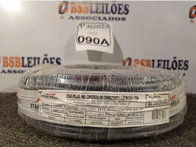 LOTE 090 - 01 ROLO DE CABO FLEXÍVEL 450/750VOLTS 1X10MM NA COR PRETA. (NO ESTADO) ATENÇÃO! FAZER A VISITAÇÃO ANTES DE ARREMATAR, NÃO SABEMOS SE FUNCIONA. LEILÃO NÃO TEM GARANTIA E NEM DEVOLUÇÃO, SUJEITO A POSSÍVEIS AVARIAS VISÍVEIS/OCULTAS E/OU AUSÊNCIA DE COMPONENTES.