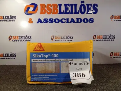 LOTE 386 - 01 CAIXA SIKA TOP 100 REVESTIMENTO IMPERMEABILIZANTE SEMI-FLEXIVEL 18KG. (NO ESTADO) ATENÇÃO! FAZER A VISITAÇÃO ANTES DE ARREMATAR, NÃO SABEMOS SE FUNCIONA. LEILÃO NÃO TEM GARANTIA E NEM DEVOLUÇÃO, SUJEITO A POSSÍVEIS AVARIAS VISÍVEIS/OCULTAS E/OU AUSÊNCIA DE COMPONENTES.