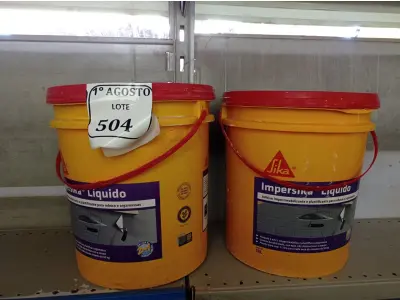 LOTE 504 - 02 BALDES IMPERSIKA LÍQUIDO. (NO ESTADO) ATENÇÃO! FAZER A VISITAÇÃO ANTES DE ARREMATAR, NÃO SABEMOS SE FUNCIONA. LEILÃO NÃO TEM GARANTIA E NEM DEVOLUÇÃO, SUJEITO A POSSÍVEIS AVARIAS VISÍVEIS/OCULTAS E/OU AUSÊNCIA DE COMPONENTES.