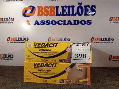 LOTE 398 - 02 CAIXAS DE VEDATOP ARGAMASSA POLIMÉRICA IMPERMEÁVEL 12KG. (NO ESTADO) ATENÇÃO! FAZER A VISITAÇÃO ANTES DE ARREMATAR, NÃO SABEMOS SE FUNCIONA. LEILÃO NÃO TEM GARANTIA E NEM DEVOLUÇÃO, SUJEITO A POSSÍVEIS AVARIAS VISÍVEIS/OCULTAS E/OU AUSÊNCIA DE COMPONENTES.
