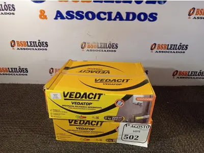LOTE 502 - 02 CAIXAS DE VEDATOP ARGAMASSA POLIMÉRICA IMPERMEÁVEL 12KG. (NO ESTADO) ATENÇÃO! FAZER A VISITAÇÃO ANTES DE ARREMATAR, NÃO SABEMOS SE FUNCIONA. LEILÃO NÃO TEM GARANTIA E NEM DEVOLUÇÃO, SUJEITO A POSSÍVEIS AVARIAS VISÍVEIS/OCULTAS E/OU AUSÊNCIA DE COMPONENTES.