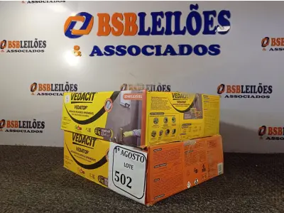LOTE 502 - 02 CAIXAS DE VEDATOP ARGAMASSA POLIMÉRICA IMPERMEÁVEL 12KG. (NO ESTADO) ATENÇÃO! FAZER A VISITAÇÃO ANTES DE ARREMATAR, NÃO SABEMOS SE FUNCIONA. LEILÃO NÃO TEM GARANTIA E NEM DEVOLUÇÃO, SUJEITO A POSSÍVEIS AVARIAS VISÍVEIS/OCULTAS E/OU AUSÊNCIA DE COMPONENTES.