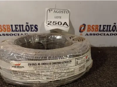LOTE 250 - 01 ROLO DE CABO FLEXÍVEL 450/750VOLTS 1X4,00MM NA COR CINZA. (NO ESTADO) ATENÇÃO! FAZER A VISITAÇÃO ANTES DE ARREMATAR, NÃO SABEMOS SE FUNCIONA. LEILÃO NÃO TEM GARANTIA E NEM DEVOLUÇÃO, SUJEITO A POSSÍVEIS AVARIAS VISÍVEIS/OCULTAS E/OU AUSÊNCIA DE COMPONENTES.
