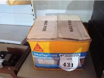 LOTE 431 - 01 CAIXA SIKA TOP 100 REVESTIMENTO IMPERMEABILIZANTE SEMI-FLEXIVEL 18KG. (NO ESTADO) ATENÇÃO! FAZER A VISITAÇÃO ANTES DE ARREMATAR, NÃO SABEMOS SE FUNCIONA. LEILÃO NÃO TEM GARANTIA E NEM DEVOLUÇÃO, SUJEITO A POSSÍVEIS AVARIAS VISÍVEIS/OCULTAS E/OU AUSÊNCIA DE COMPONENTES.