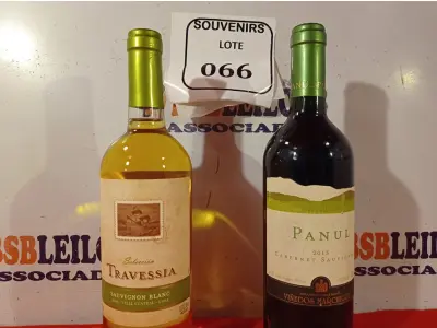 LOTE 066 - 01 GARRAFA DE VINHO TRAVESSIA BRANCO 750ML E 01 GARRAFA DE VINHO PANUL CABERNET SAUVIGNON 2013 750ML. (NO ESTADO EM QUE SE ENCONTRA) ATENÇÃO! FAZER A VISITAÇÃO ANTES DE ARREMATAR, NÃO SABEMOS SE FUNCIONA. LEILÃO NÃO TEM GARANTIA E NEM DEVOLUÇÃO, SUJEITO A POSSÍVEIS AVARIAS VISÍVEIS/OCULTAS E/OU AUSÊNCIA DE COMPONENTES.  