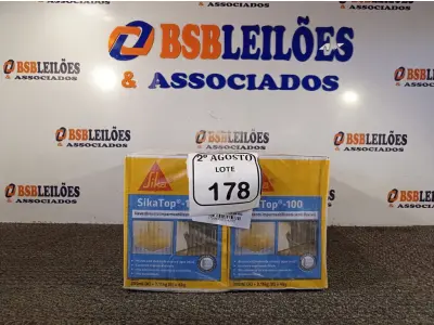 LOTE 178 - 04 CAIXAS SIKATOP-100 REVESTIMENTO IMPERMEABILIZANTE SEMI-FLEXIVEL DE 4KG CADA. (NO ESTADO) ATENÇÃO! FAZER A VISITAÇÃO ANTES DE ARREMATAR, NÃO SABEMOS SE FUNCIONA. LEILÃO NÃO TEM GARANTIA E NEM DEVOLUÇÃO, SUJEITO A POSSÍVEIS AVARIAS VISÍVEIS/OCULTAS E/OU AUSÊNCIA DE COMPONENTES.