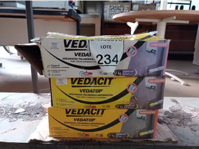 LOTE 234 - 02 VEDACIT ARGAMASSA POLIMÉRICA IMPERMEÁVEL 12KGS CADA. (NO ESTADO) ATENÇÃO! FAZER A VISITAÇÃO ANTES DE ARREMATAR, NÃO SABEMOS SE FUNCIONA. LEILÃO NÃO TEM GARANTIA E NEM DEVOLUÇÃO, SUJEITO A POSSÍVEIS AVARIAS VISÍVEIS/OCULTAS E/OU AUSÊNCIA DE COMPONENTES.