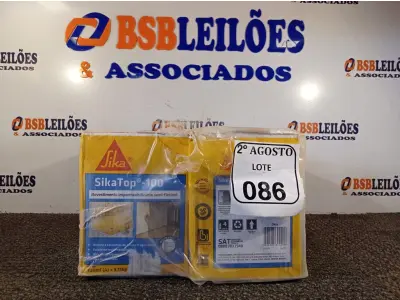 LOTE 086 - 04 CAIXAS SIKATOP-100 REVESTIMENTO IMPERMEABILIZANTE SEMI-FLEXIVEL DE 4KG CADA. (NO ESTADO) ATENÇÃO! FAZER A VISITAÇÃO ANTES DE ARREMATAR, NÃO SABEMOS SE FUNCIONA. LEILÃO NÃO TEM GARANTIA E NEM DEVOLUÇÃO, SUJEITO A POSSÍVEIS AVARIAS VISÍVEIS/OCULTAS E/OU AUSÊNCIA DE COMPONENTES.