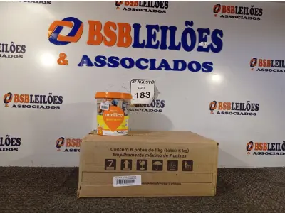 LOTE 183 - 06 REJUNTES ACRÍLICO 1KG CADA. (NO ESTADO) ATENÇÃO! FAZER A VISITAÇÃO ANTES DE ARREMATAR, NÃO SABEMOS SE FUNCIONA. LEILÃO NÃO TEM GARANTIA E NEM DEVOLUÇÃO, SUJEITO A POSSÍVEIS AVARIAS VISÍVEIS/OCULTAS E/OU AUSÊNCIA DE COMPONENTES.