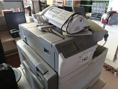 LOTE 143 - 01 IMPRESSORA LEXMARK MODELO C950DE COLORIDA COM ENTRADA USB, 01 SCANNER E 02 APARELHOS DE FAX. (NO ESTADO) ATENÇÃO! FAZER A VISITAÇÃO ANTES DE ARREMATAR, NÃO SABEMOS SE FUNCIONA. LEILÃO NÃO TEM GARANTIA E NEM DEVOLUÇÃO, SUJEITO A POSSÍVEIS AVARIAS VISÍVEIS/OCULTAS E/OU AUSÊNCIA DE COMPONENTES.