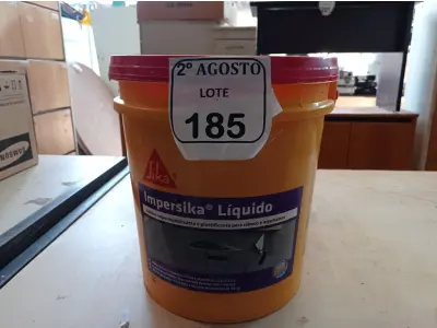 LOTE 185 - 02 BALDES DE IMPERSIKA LÍQUIDO ADITIVO PLASTIFICANTE PARA ARGAMASSA DE ASSENTAMENTO E REBOCO, 18 LITROS CADA. (NO ESTADO) ATENÇÃO! FAZER A VISITAÇÃO ANTES DE ARREMATAR, NÃO SABEMOS SE FUNCIONA. LEILÃO NÃO TEM GARANTIA E NEM DEVOLUÇÃO, SUJEITO A POSSÍVEIS AVARIAS VISÍVEIS/OCULTAS E/OU AUSÊNCIA DE COMPONENTES.F