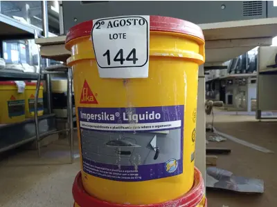 LOTE 144 - 02 BALDES DE IMPERSIKA LÍQUIDO ADITIVO PLASTIFICANTE PARA ARGAMASSA DE ASSENTAMENTO E REBOCO, 18 LITROS CADA. (NO ESTADO) ATENÇÃO! FAZER A VISITAÇÃO ANTES DE ARREMATAR, NÃO SABEMOS SE FUNCIONA. LEILÃO NÃO TEM GARANTIA E NEM DEVOLUÇÃO, SUJEITO A POSSÍVEIS AVARIAS VISÍVEIS/OCULTAS E/OU AUSÊNCIA DE COMPONENTES.