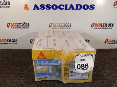 LOTE 086 - 04 CAIXAS SIKATOP-100 REVESTIMENTO IMPERMEABILIZANTE SEMI-FLEXIVEL DE 4KG CADA. (NO ESTADO) ATENÇÃO! FAZER A VISITAÇÃO ANTES DE ARREMATAR, NÃO SABEMOS SE FUNCIONA. LEILÃO NÃO TEM GARANTIA E NEM DEVOLUÇÃO, SUJEITO A POSSÍVEIS AVARIAS VISÍVEIS/OCULTAS E/OU AUSÊNCIA DE COMPONENTES.