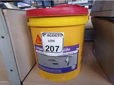 LOTE 207 - 02 BALDES DE IMPERSIKA LÍQUIDO ADITIVO PLASTIFICANTE PARA ARGAMASSA DE ASSENTAMENTO E REBOCO, 18 LITROS CADA. (NO ESTADO) ATENÇÃO! FAZER A VISITAÇÃO ANTES DE ARREMATAR, NÃO SABEMOS SE FUNCIONA. LEILÃO NÃO TEM GARANTIA E NEM DEVOLUÇÃO, SUJEITO A POSSÍVEIS AVARIAS VISÍVEIS/OCULTAS E/OU AUSÊNCIA DE COMPONENTES.