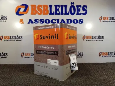 LOTE 320 - 01 LATA DE TINTA TEXTURATTO PREMIUM EFEITO RÚSTICO INTERIOR/EXTERIOR SUVINIL 25KG. (NO ESTADO) ATENÇÃO! FAZER A VISITAÇÃO ANTES DE ARREMATAR, NÃO SABEMOS SE FUNCIONA. LEILÃO NÃO TEM GARANTIA E NEM DEVOLUÇÃO, SUJEITO A POSSÍVEIS AVARIAS VISÍVEIS/OCULTAS E/OU AUSÊNCIA DE COMPONENTES.